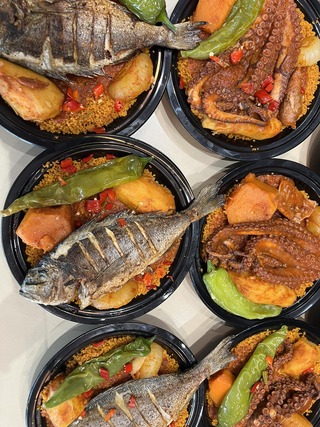 Couscous de la mer au poisson, coquillages et crustacés